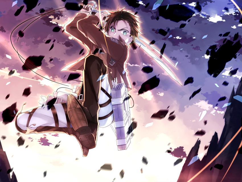 eren_jaeger kinoshita_neko shingeki_no_kyojin sword weapon