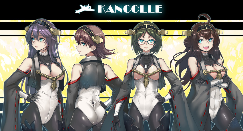 blue_eyes breasts cosplay glasses haruna_(kancolle) hiei_(kancolle) kantai_collection kirishima_(kancolle) kongou_(kancolle) realmbw