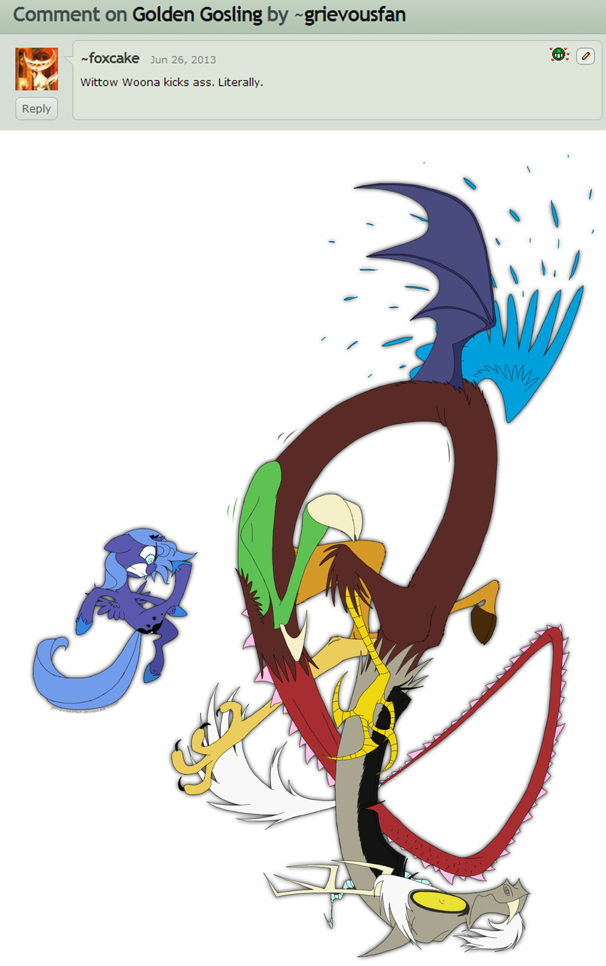 alpha_channel angry antler antlers crown cutie_mark discord_(mlp) draconequus duo equine female feral friendship_is_magic grievousfan gritted_teeth hair horn horse kick long_hair male mammal my_little_pony plain_background pony princess_luna_(mlp) royalty transparent_background upside-down upside_down winged_unicorn wings