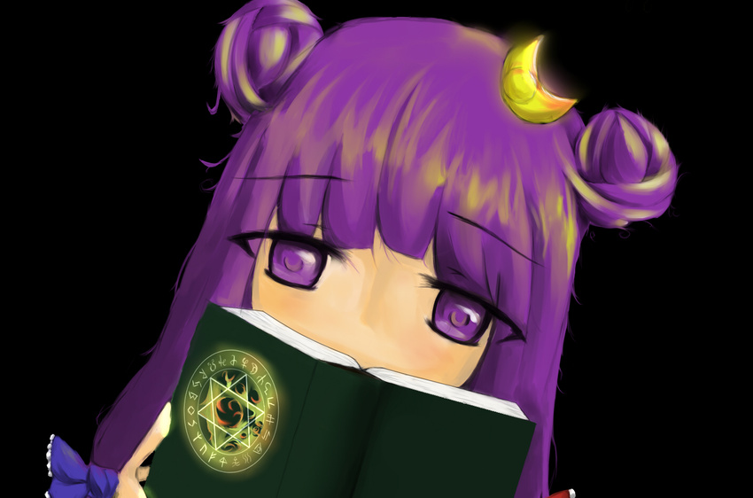 book bowknot ganso long_hair magic patchouli_knowledge purple_eyes purple_hair touhou