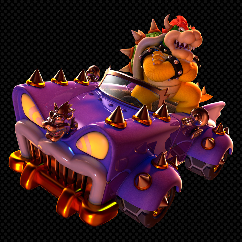 3d black_background bowser car crossed_arms highres mario_(series) motor_vehicle nintendo official_art simple_background super_mario_3d_world super_mario_bros. vehicle