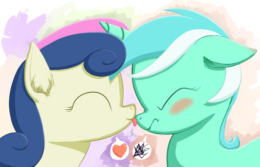 a6p blue_hair blush cute equine eyelashes eyes_closed female feral friendship_is_magic frown fur green_fur hair happy horn horse lesbian licking lyra_heartstings_(mlp) lyra_heartstrings_(mlp) mammal multi-colored_hair my_little_pony nude pink_hair plain_background pony shadow smile standing sweetie_drop_(mlp) tongue unicorn white_hair yellow_fur