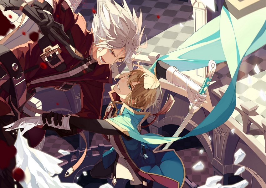 blazblue heterochromia kisaragi_jin male ragna_the_bloodedge selenoring sword