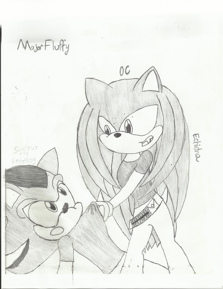 ammo_belt angry anthro black_and_white black_hair clothed clothing drawing echidna fangs female feral fight grey_hair greyscale hair hedgehog long_hair male mammal monochrome original_character pencil plain_background please_tage_me rage scared sega shading shadow_the_hedgehog sketch sonic_(series) sonic_the_hedgehog_(series) standing text white_eyes