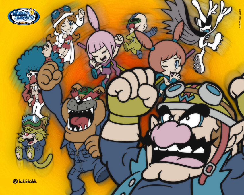 6+boys ana_(warioware) dr._crygor dribble jimmy_t kat kat_(warioware) mona mona_(warioware) multiple_boys multiple_girls nintendo official_art orbulon spitz super_mario_bros. wario warioware