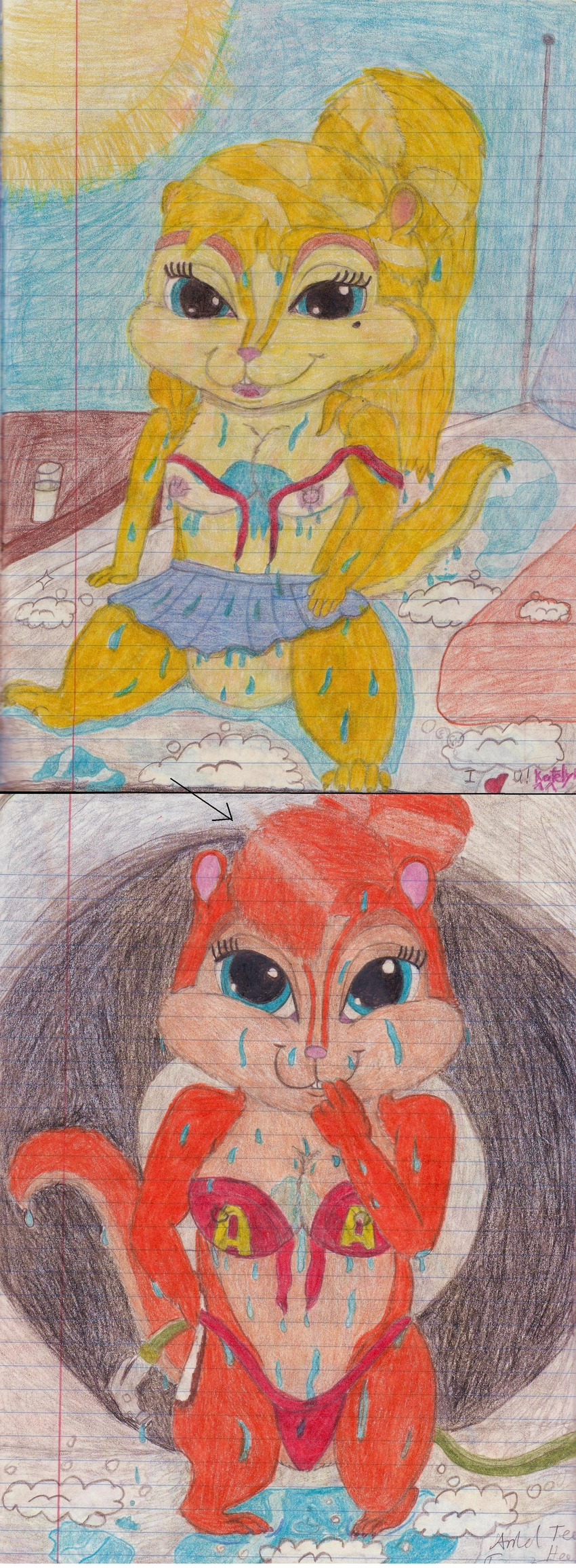 alvin_and_the_chipmunks bikini blue_eyes brittany_miller chipettes chipmunk cute superalvinator wet