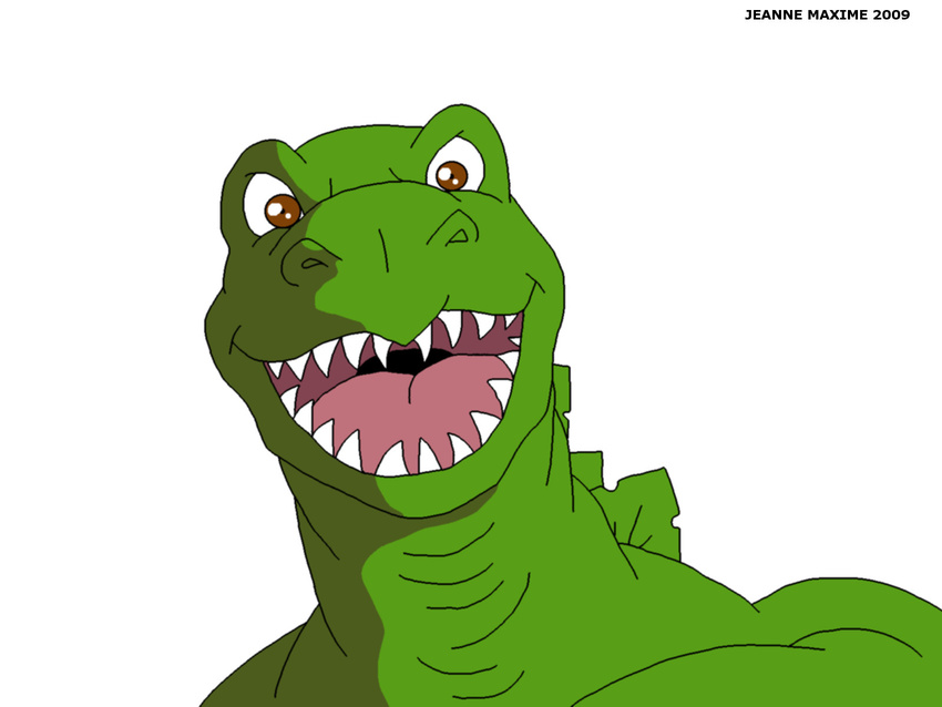 2009 anthro big_muscles dinosaur extreme_dinosaurs fangs green_skin male maxime-jeanne muscles open_mouth pose reptile sauropod scales scalie stegosaurus stegz_(extreme_dinosaurs)