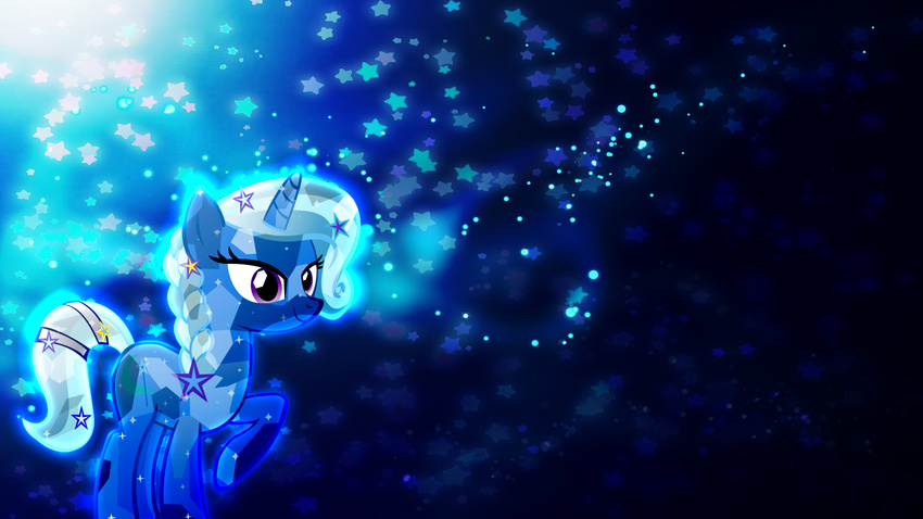 2013 blue_hair blue_theme crystal crystal_pony_(mlp) cutie_mark equine female feral friendship_is_magic hair horn horse macgrubor mammal my_little_pony pony purple_eyes solo stars trixie_(mlp) two_tone_hair unicorn wallpaper white_hair