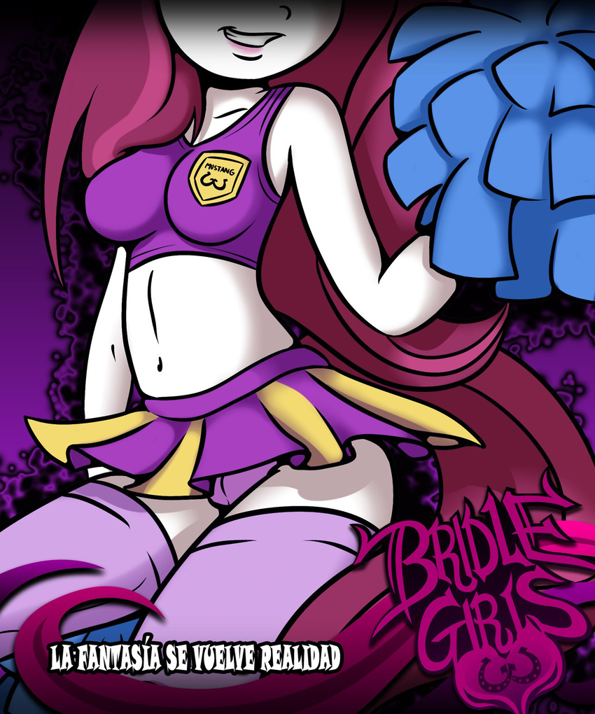 anthro big_breasts breasts equine female hair horse killryde long_hair lust_from_afar mammal my_little_pony navel original_character pony smile spanish_text text two_tone_hair