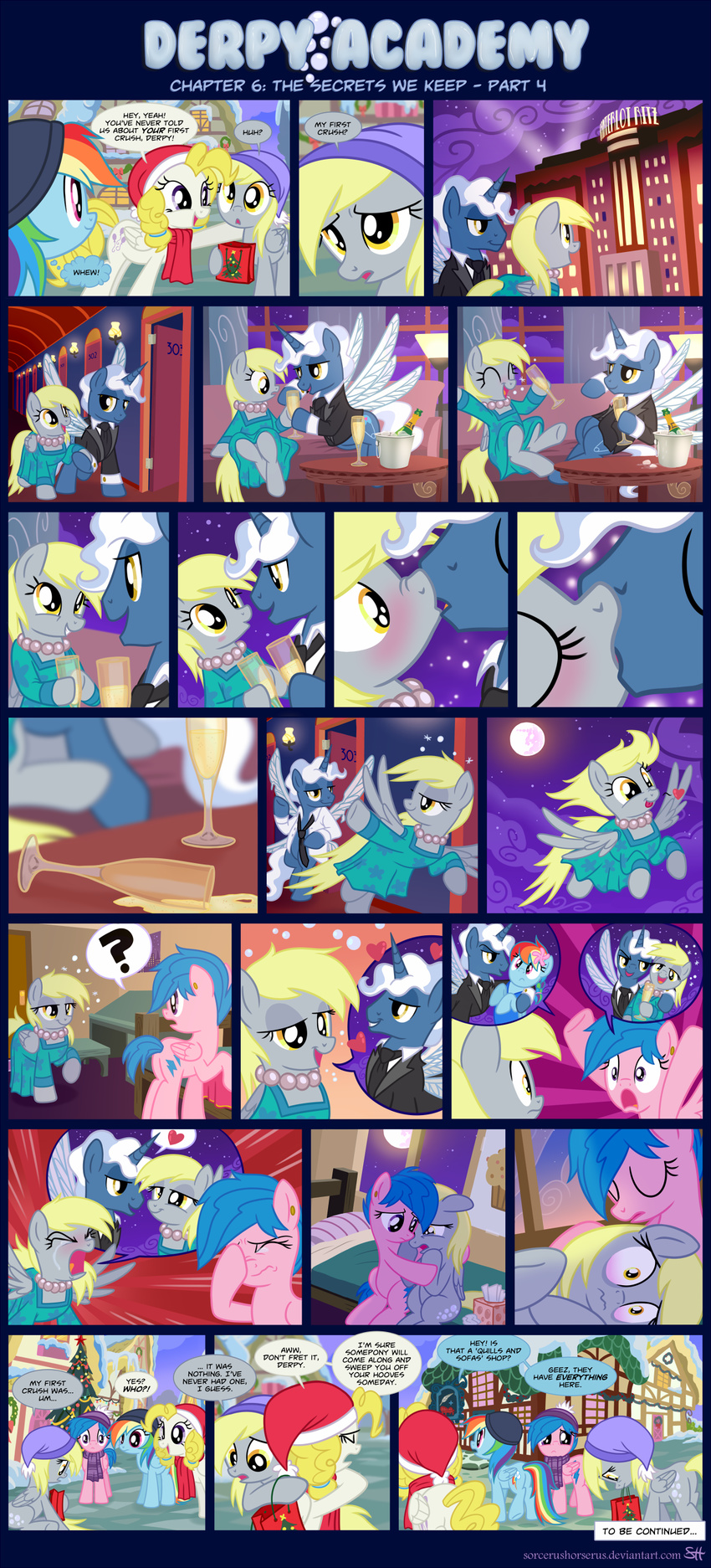? alcohol bag bed beverage blonde_hair blue_hair blush bubble bubbles building champagne clothing comic crying cutie_mark date_rape derp_eyes derpy_hooves_(mlp) dialog drunk english_text equine facepalm female feral firefly_(mlp) flying food friendship_is_magic glass hair hat horn horse hotel house hug kissing male mammal moon muffin multi-colored_hair my_little_pony necklace night outside pearl_necklace pegasus piercing pokey_pierce_(mlp) pony ponyville purple_eyes rainbow_dash_(mlp) rainbow_hair scarf snow sorcerushorserus stars suit surprise_(mlp) tears text tissue unicorn white_hair window wings winter yellow_eyes