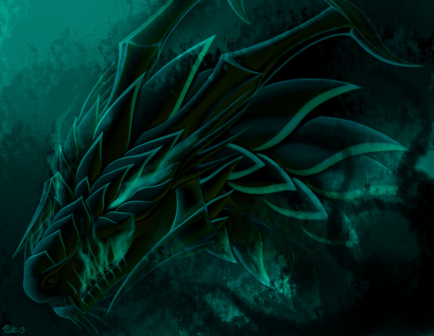 abstract_background dragon feral glowing_eyes green_eyes ratte solo tokoyami