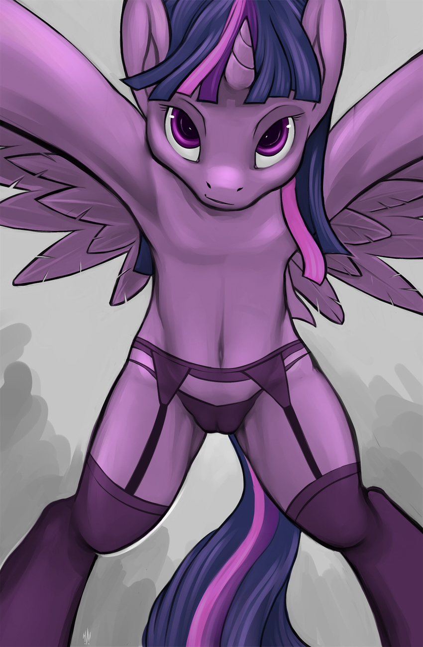 camel_toe equine female feral friendship_is_magic fur hair hobbes_maxwell horn horse legwear looking_at_viewer mammal my_little_pony navel panties pony purple_eyes purple_fur purple_hair pussy solo stockings twilight_sparkle_(mlp) underwear winged_unicorn wings
