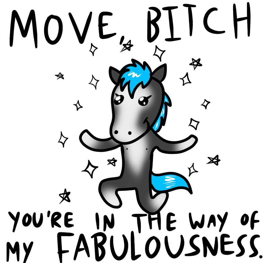 bbd blue_hair chibi cute english_text equine fabulous hair horse mammal plain_background stars super_gay text