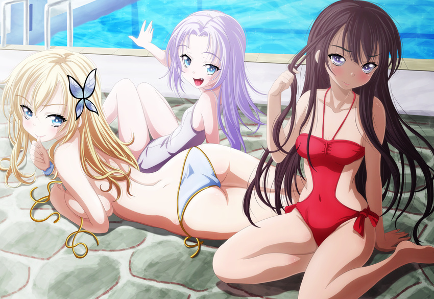 bikini boku_wa_tomodachi_ga_sukunai fang kashiwazaki_sena mikazuki_yozora nyantype pool sideboob swimsuit tagme takayama_maria