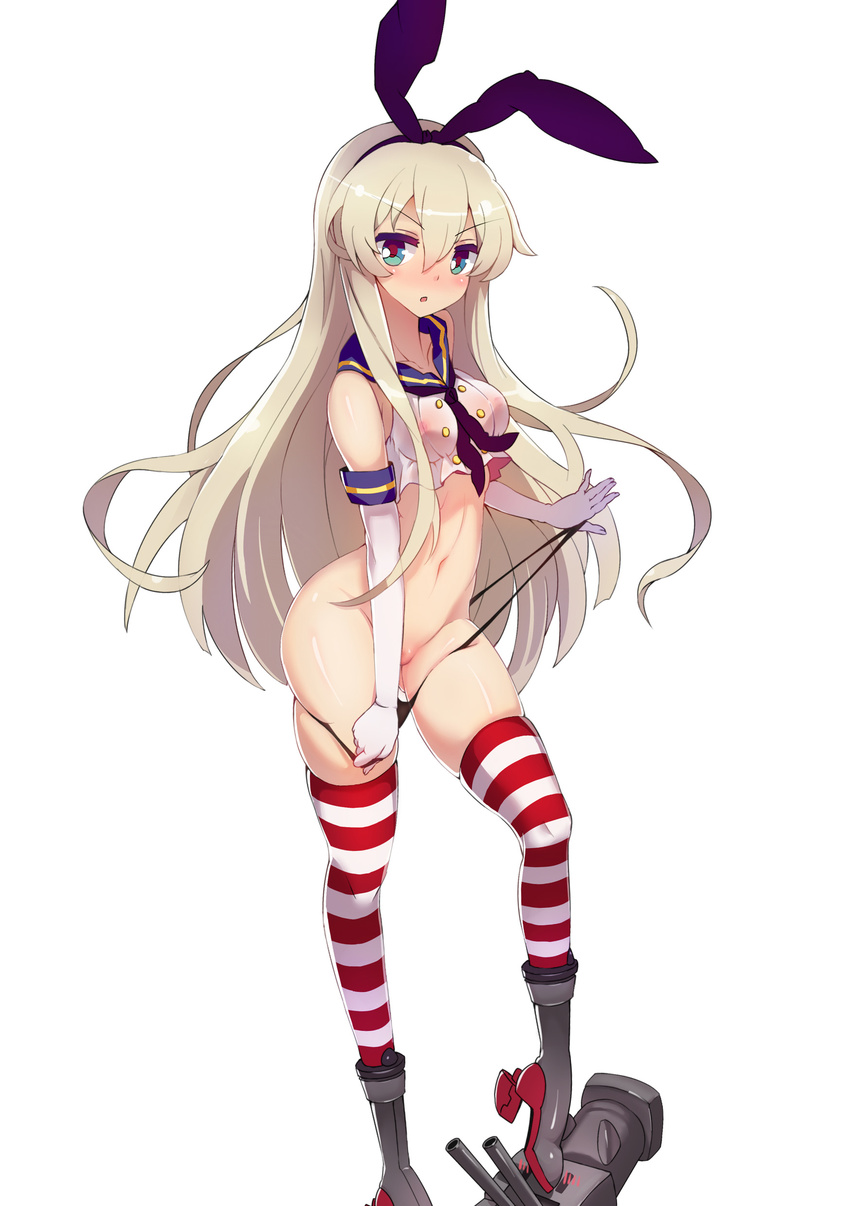 anthropomorphization aqin kantai_collection panty_pull see_through shimakaze_(kancolle) thighhighs