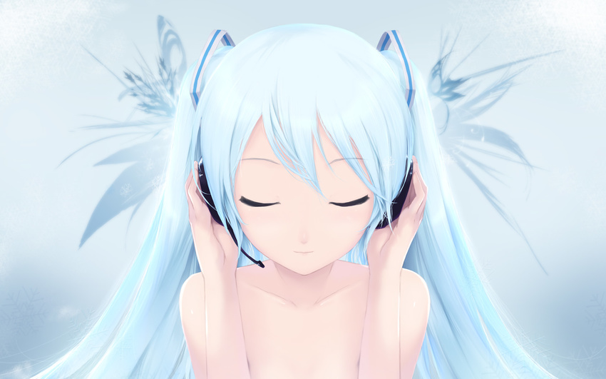 blue_hair cait close hatsune_miku headphones last_night_good_night_(vocaloid) long_hair vocaloid