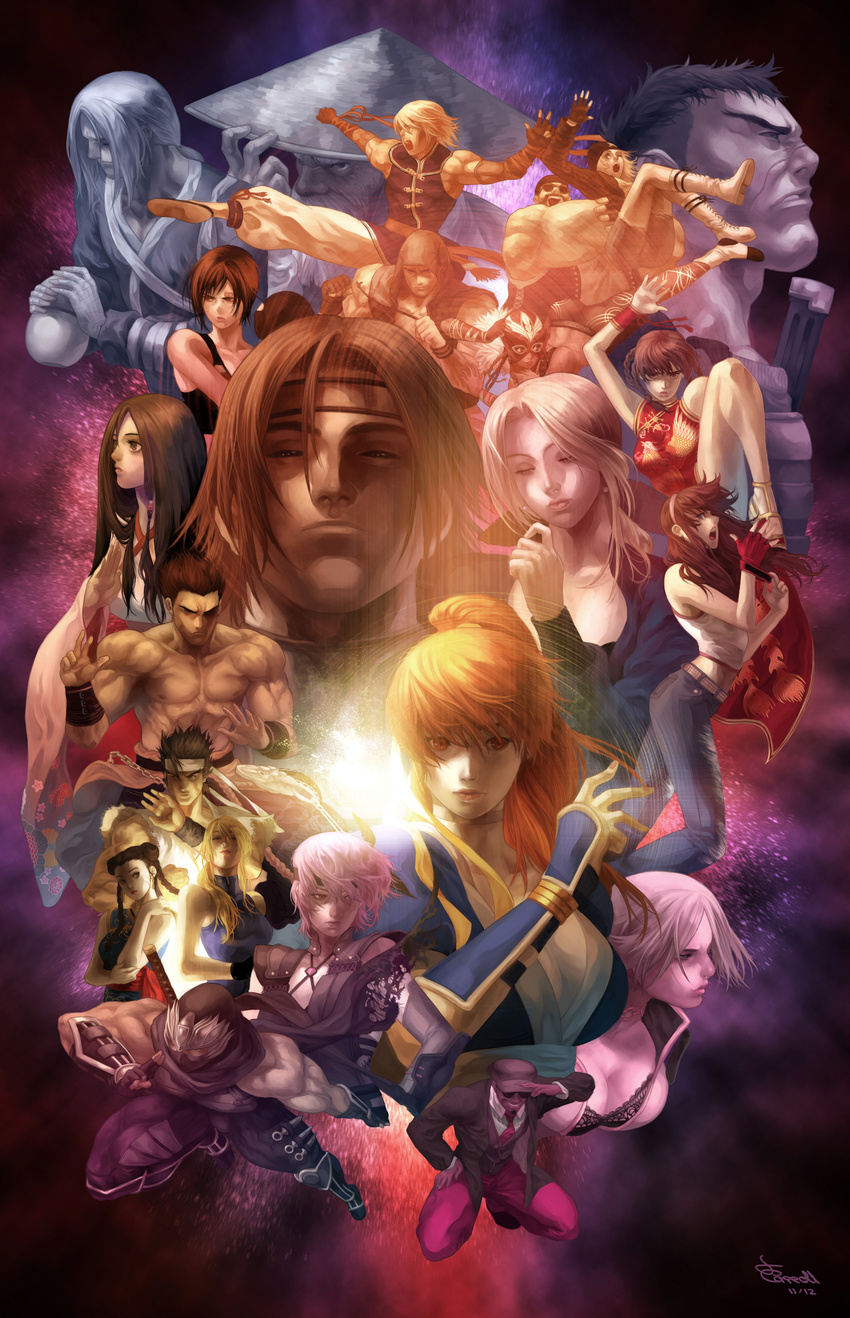 6+girls ayane_(doa) bad_deviantart_id bad_id bandaid bandana bass_armstrong black_hair blonde_hair blue_eyes bodysuit brad_wong braid breasts brown_hair cabbie_hat china_dress chinese_clothes choker christie_(doa) cleavage crossover dark_skin dead_or_alive dead_or_alive_5 denim double_bun dougi dress eliot_(doa) eon_forgery everyone face_mask facial_hair father_and_daughter fighting_stance fingerless_gloves flats flying_kick gen_fuu gloves goatee gourd grin hair_rings hair_tubes hairband hat hayate_(doa) headband helena_douglas highres hitomi_(doa) hood hoodie hug hug_from_behind jann_lee japanese_clothes jeans kasumi_(doa) kicking kimono kneeling kokoro_(doa) lei_fang lifting_person lips lisa_hamilton mask medium_breasts mila_(doa) multiple_boys multiple_girls muscle ninja ninja_gaiden nose pai_chan pants pink_hair ponytail red_eyes rig_(doa) sarah_bryant sash scar shirtless sleeveless smile spiked_hair standing standing_on_one_leg straw_hat sunglasses tank_top tina_armstrong twin_braids vambraces very_dark_skin vest virtua_fighter white_hair wide_sleeves wrestling_mask wristband yuki_akira zack_(doa)