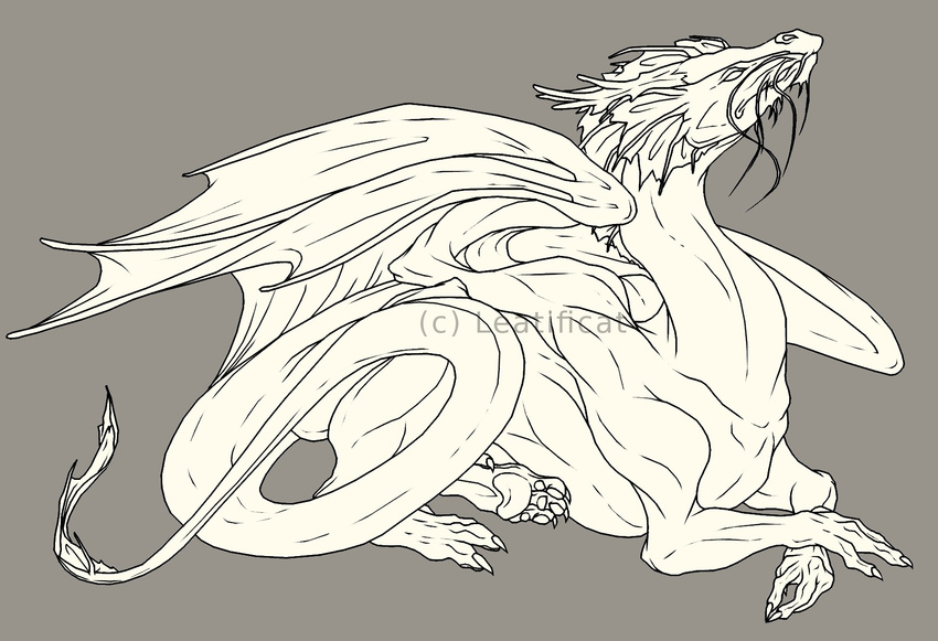 dragon dragonstache grey_background horn leatificat plain_background sitting sketch temeraire temeraire_(series) wings
