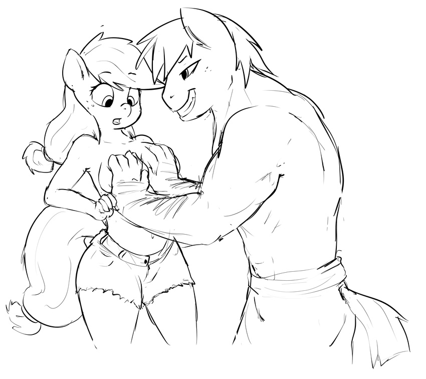 anthro anthrofied applejack_(mlp) big_breasts big_macintosh_(mlp) breast_fondling breast_grab breasts brother_and_sister clopper-dude duo equine female fondling friendship_is_magic grin grope horse male mammal my_little_pony pony sibling smile surprise topless