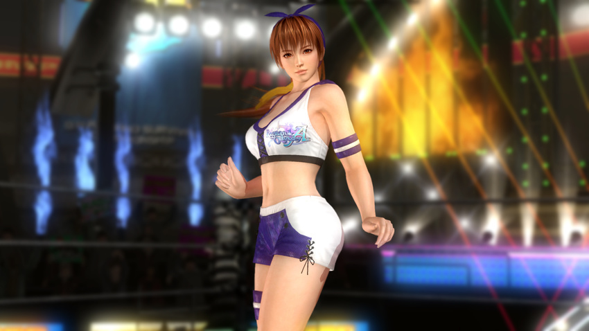 1girl 3d breasts dead_or_alive dead_or_alive_5 highres kasumi kasumi_(doa) large_breasts midriff official_art tecmo