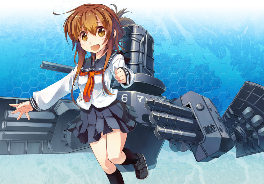 brown_eyes brown_hair inazuma_(kancolle) kantai_collection nanaroku_(fortress76) seifuku