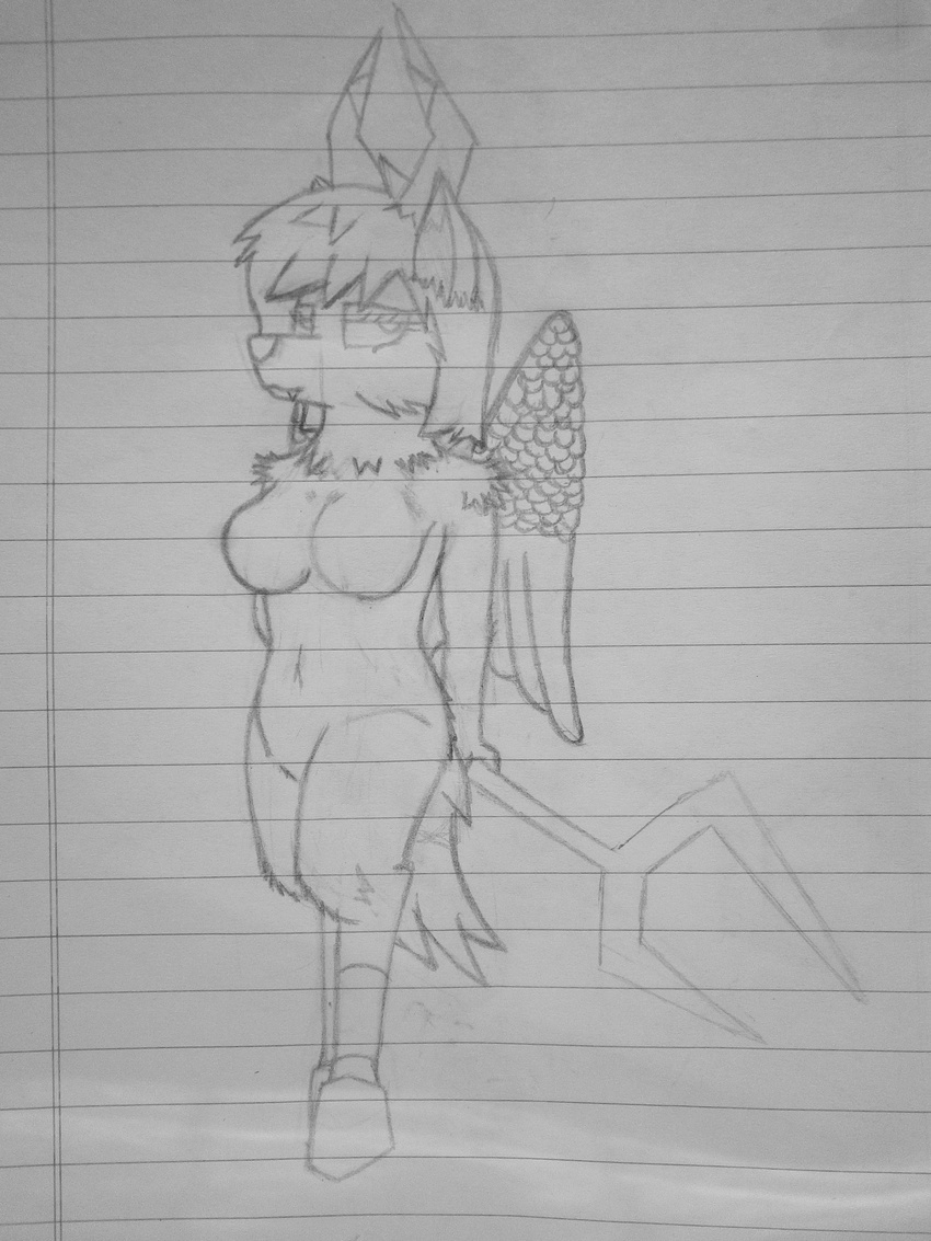anthro breasts demon female hair hooves horn hybrid muffinlicious sketch standing