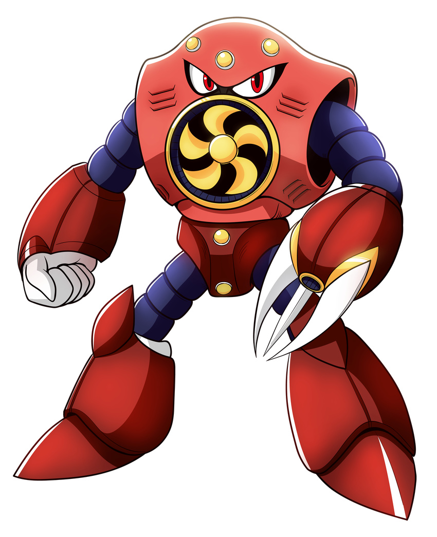 claws clenched_hand crossover fusion gundam highres ki_(kk-sk-ray) looking_at_viewer mobile_suit_gundam no_humans original red_eyes robot rockman rockman_(classic) solo transparent_background z'gok_char_custom