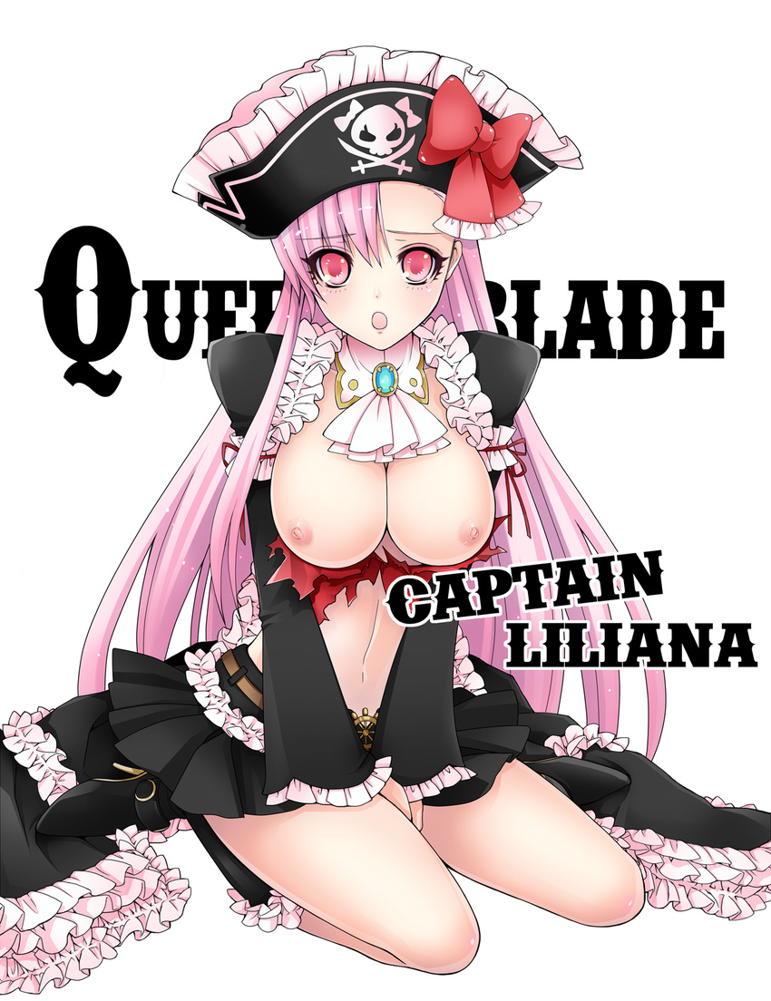 1girl breasts captain_liliana character_name copyright_name highres kixkanon large_breasts nipples pink_hair pirate queen's_blade queen's_blade_rebellion queen's_blade queen's_blade_rebellion solo