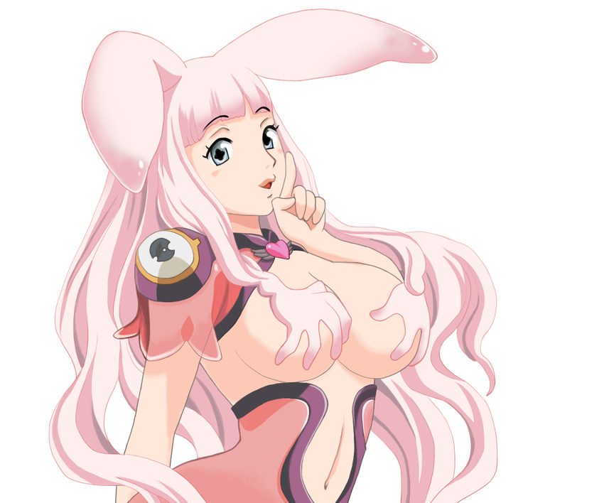 1girl animal_ears breasts bunny_ears large_breasts long_hair m_tateyama melona pink_hair queen's_blade queen's_blade smile white_background
