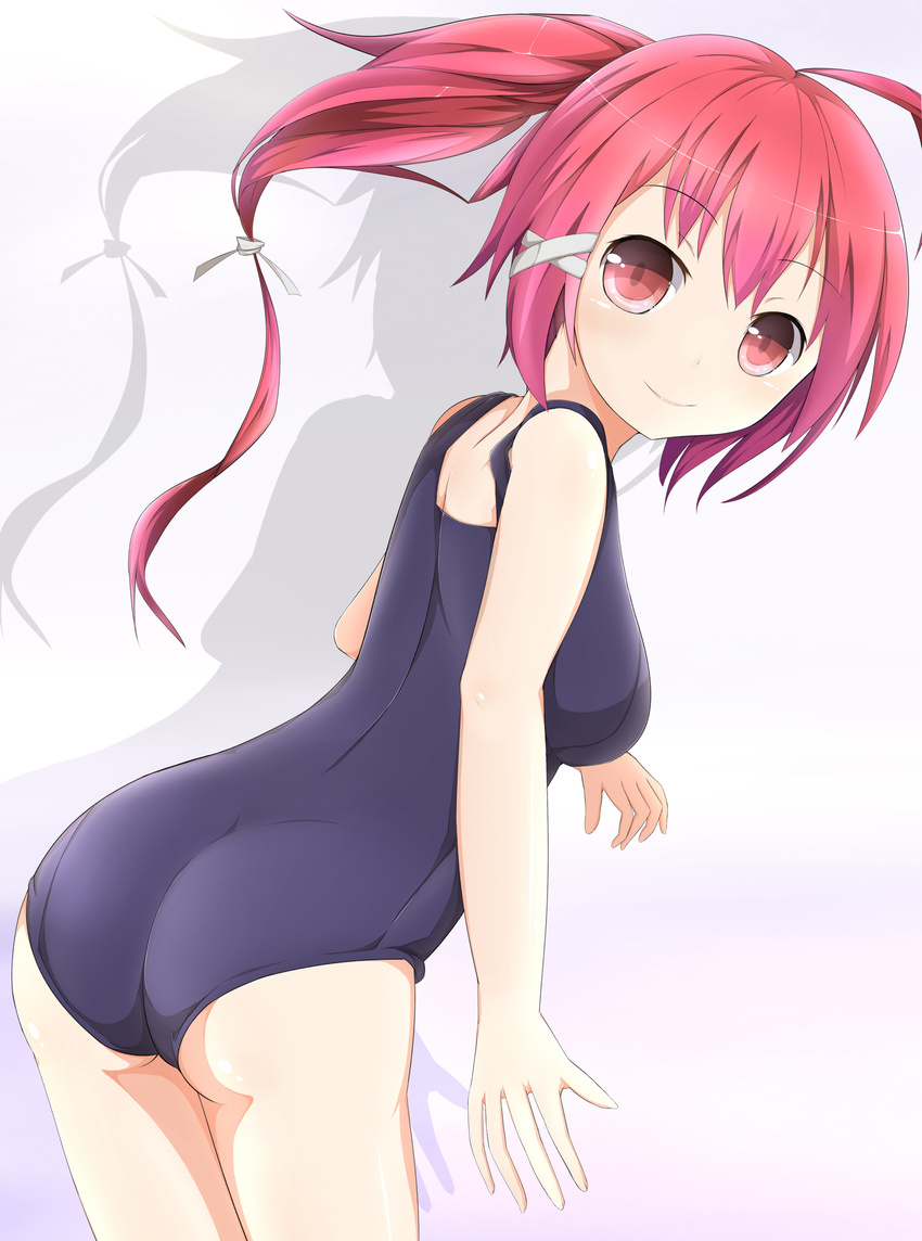 absurdres ass bad_id bad_pixiv_id highres i-168_(kantai_collection) kantai_collection long_hair masa_masa one-piece_swimsuit ponytail red_eyes red_hair school_swimsuit solo swimsuit