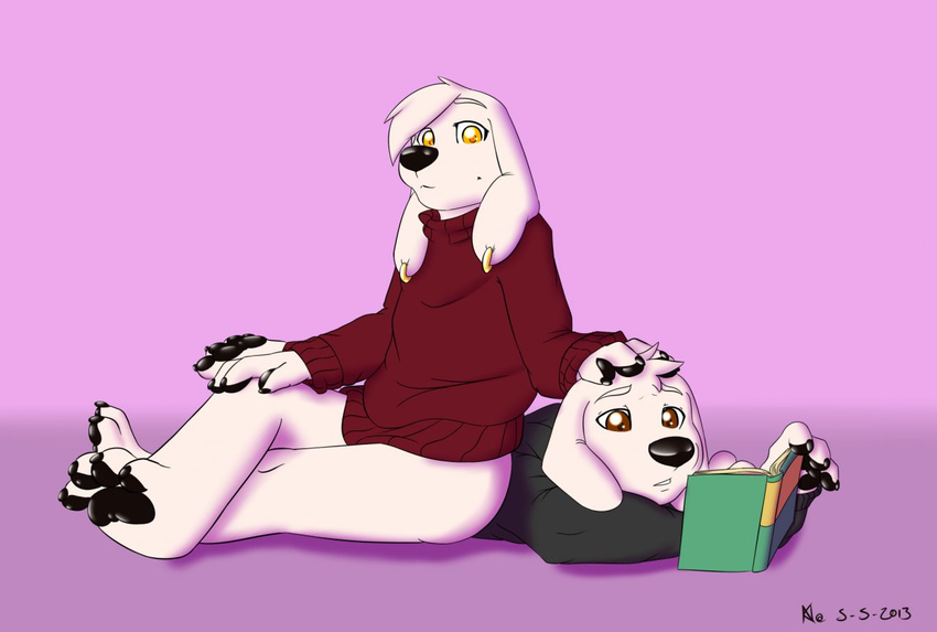 book bottomless brian_griffin canine dog duo ear_piercing family_guy gay invalid_tag jasper konicoon looking_down male mammal pawpads piercing reading rubbing turtleneck unknown_artist
