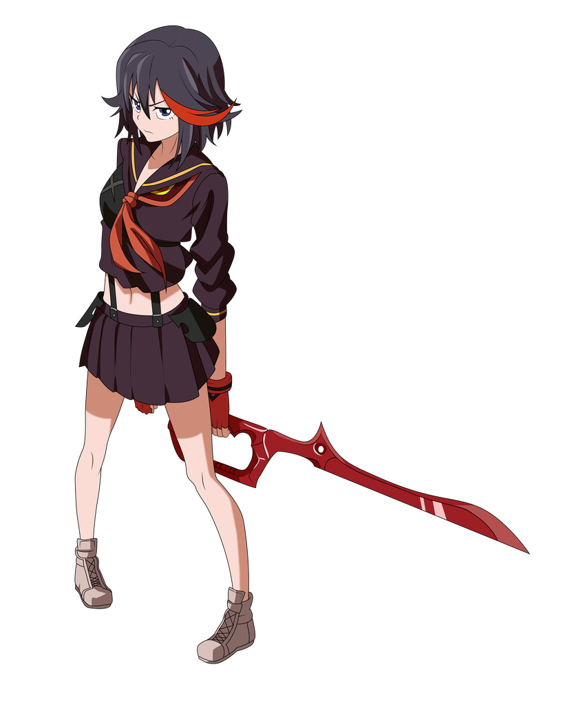 1girl highres kill_la_kill matoi_ryuuko solo sword transparent_png vector_trace weapon