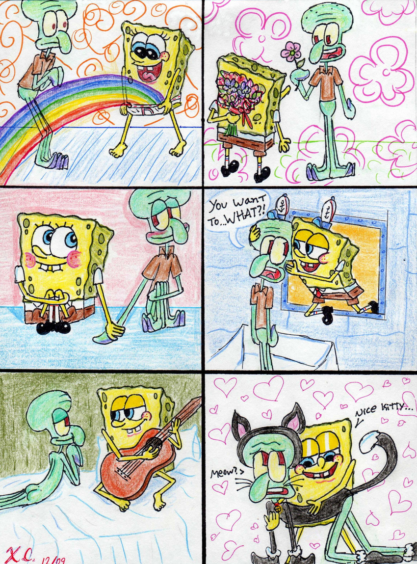 gay guitar male rainbow spongebob_squarepants spongebob_squarepants_(character) spongefifi squidward_tentacles where_is_your_god_now