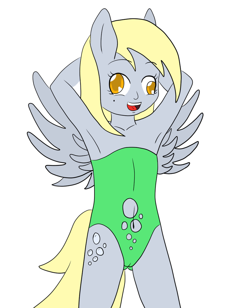 anthro anthrofied camel_toe derpy_hooves_(mlp) female friendship_is_magic my_little_pony navel plain_background simple_background solo white_background wings young