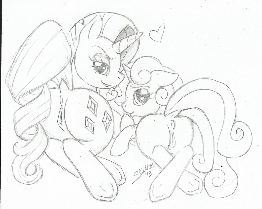 &lt;3 anus butt cub cutie_mark duo equine female feral friendship_is_magic hair half-closed_eyes horn horse looking_at_viewer looking_back mammal my_little_pony pony pussy rarity_(mlp) sibling sisters sketch skuttz sweetie_belle_(mlp) unicorn young