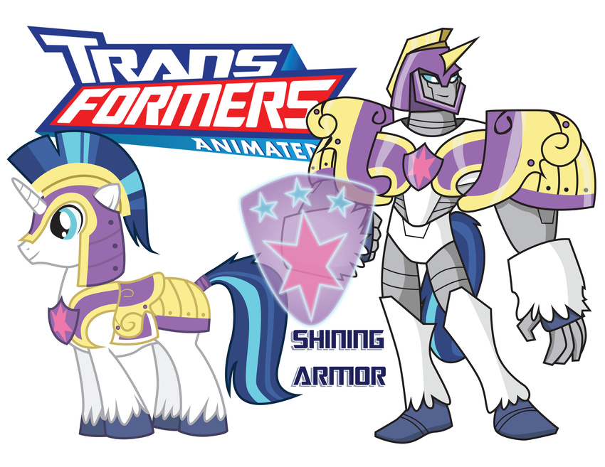 absurdly_absurd_res crossover cutie_mark energy_shield equine feral friendship_is_magic hi_res horn horse inspectornills machine male mammal mechanical my_little_pony pony robot shield shining_aramor_(mlp) shining_armor_(mlp) transformers unicorn