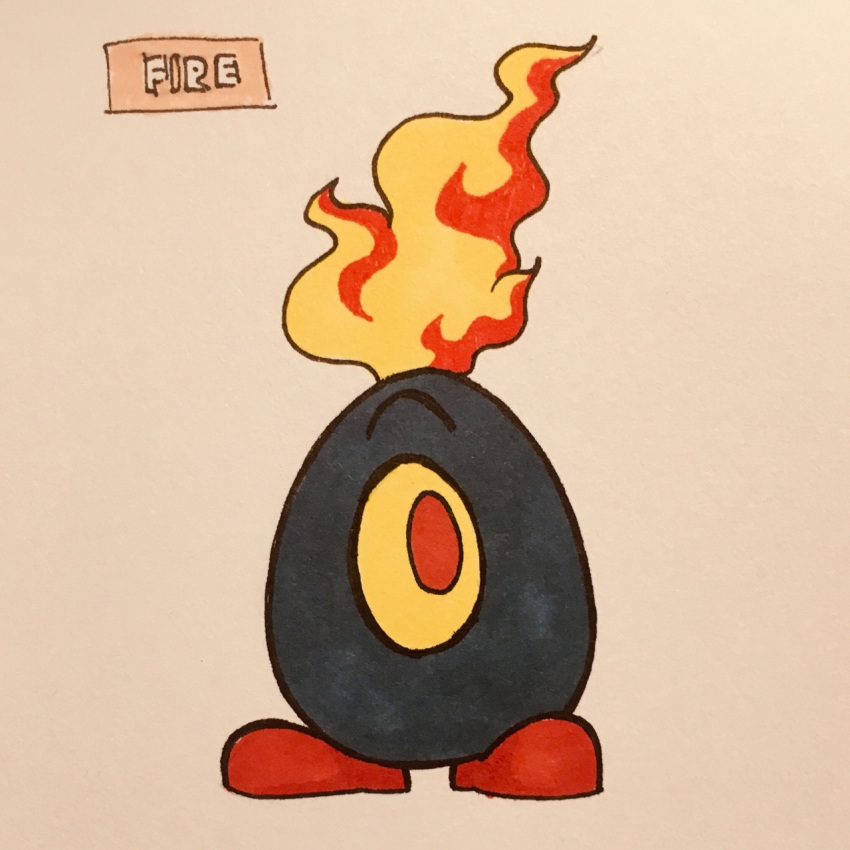 2019 alternate_species ambiguous_gender armless biped black_body elemental english_text eyebrows fak&eacute;mon featureless_crotch featureless_feet fire fire_elemental firefightdex front_view full-length_portrait hi_res hybrid looking_aside looking_away marker_(artwork) mfanjul mineral_fauna mixed_media nintendo not_furry nude pen_(artwork) pok&eacute;mon pok&eacute;mon_(species) portrait red_body red_eyes roggenrola shadow simple_background solo standing stone text toony traditional_media_(artwork) two_tone_body video_games waddling_head white_background yellow_sclera