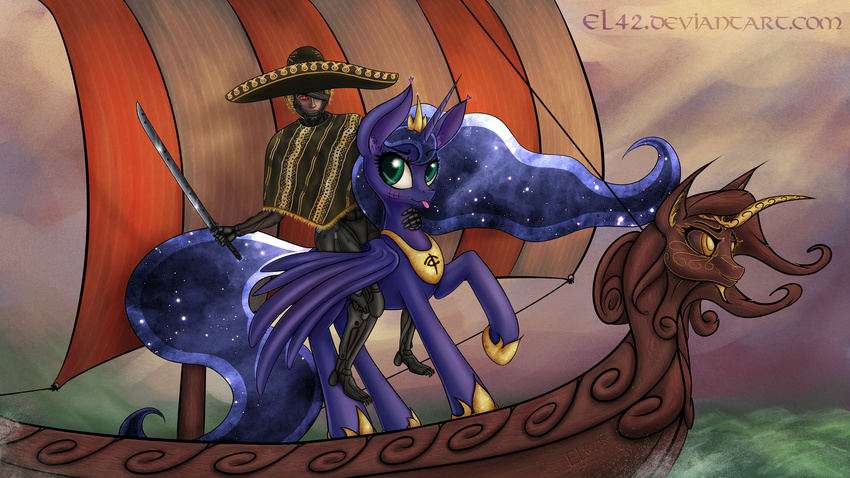 crossover el42 equine female feral friendship_is_magic horn horse male mammal my_little_pony pony princess_luna_(mlp) raiden_(mgs) ship viking winged_unicorn wings