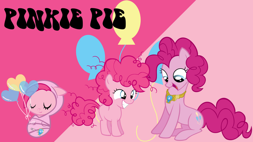 blue_eyes cub cutie_mark equine eyes_closed female feral friendship_is_magic fur hair horse long_hair mammal my_little_pony open_mouth pink_fur pink_hair pinkie_pie_(mlp) pony sitting smile softfang solo standing teeth tongue young