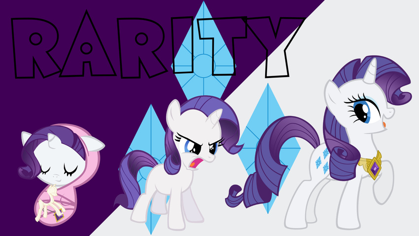 cub cutie_mark english_text equine female feral friendship_is_magic frown fur hair horn horse long_hair looking_back mammal my_little_pony open_mouth pony purple_hair rarity_(mlp) smile softfang solo text tongue unicorn white_fur young
