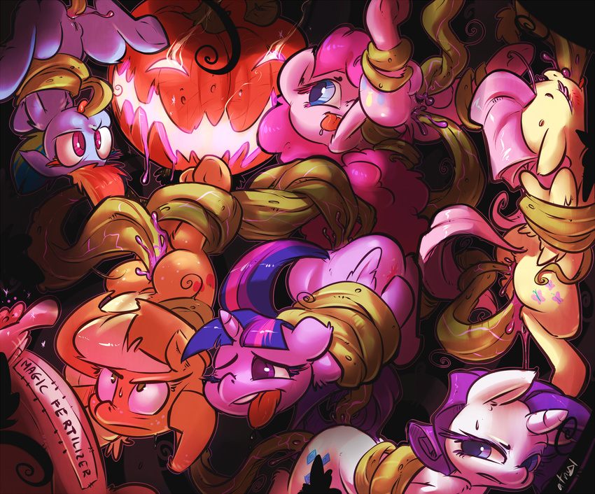 anal_penetration applejack_(mlp) atryl blonde_hair blue_eyes cutie_mark equine female feral fluttershy_(mlp) friendship_is_magic green_eyes group hair horn horse mammal multi-colored_hair my_little_pony oral oral_sex pegasus penetration pink_eyes pink_hair pinkie_pie_(mlp) pony pumpkin purple_hair rainbow_dash_(mlp) rainbow_hair rarity_(mlp) restrained sex tentacles tongue tongue_out twilight_sparkle_(mlp) unicorn vaginal vaginal_penetration wings