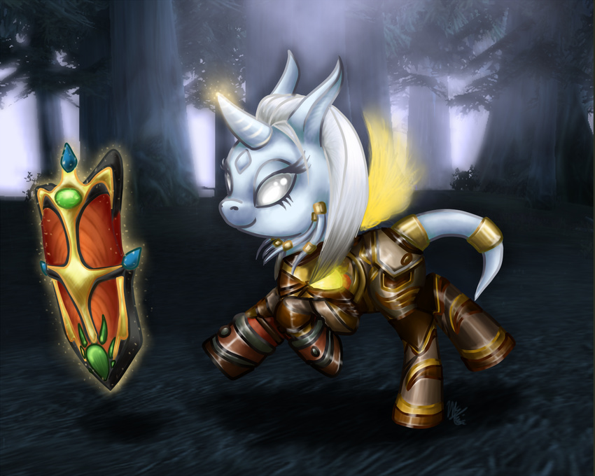 armor female hair hooves horn my_little_pony mylina paladin solo tail_ring video_games warcraft white_eyes white_hair world_of_warcraft