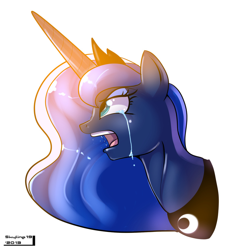 blue_eyes blue_fur blue_hair crown crying equine female feral friendship_is_magic fur hair horn long_hair mammal my_little_pony open_mouth plain_background princess princess_luna_(mlp) royalty skyline19 solo tears tongue white_background winged_unicorn wings