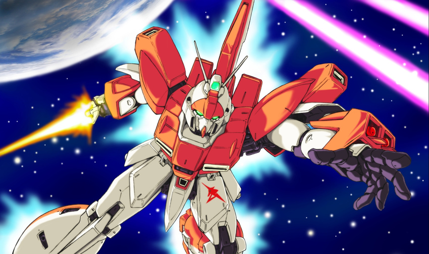 earth emblem energy_sword gmbh gundam highres mecha no_humans re-gz solo space sword weapon