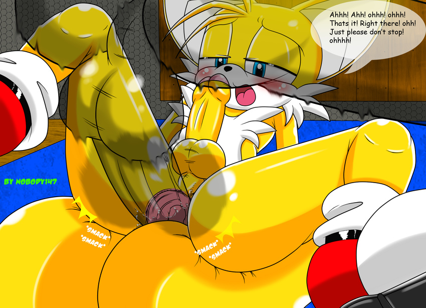 anal anal_penetration anthro balls blue_eyes blush canine cub erection fox fur gay humanoid_penis male mammal miles_prower nobody147 nude open_mouth penetration penis sega sex sonic_(series) tails uncut video_games young