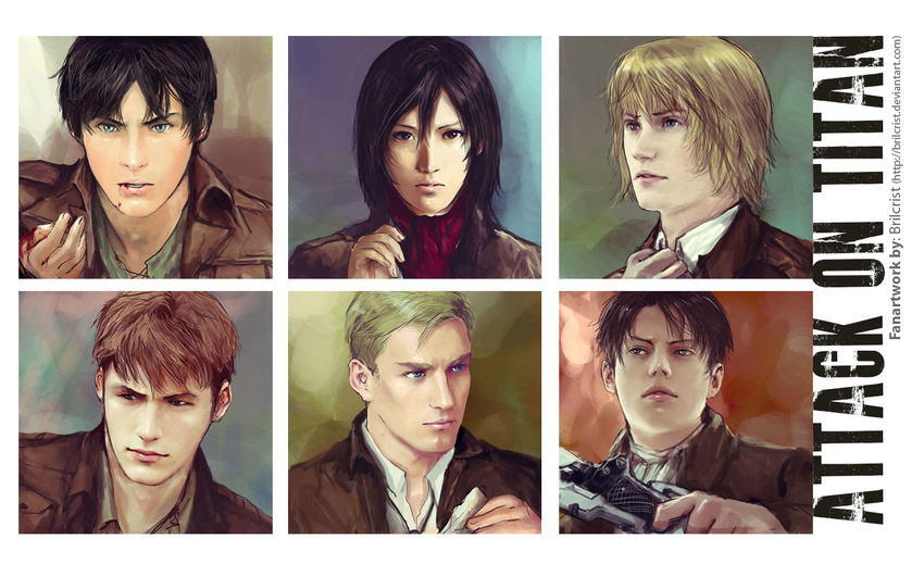 armin_arlert brilcrist eren_jaeger erwin_smith jean_kirchstein mikasa_ackerman realistic rivaille shingeki_no_kyojin watermark