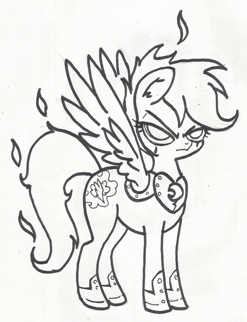 angry anibaruthecat armor corruption cub cutie_mark equine evil female feral friendship_is_magic fur hair horse mammal my_little_pony pegasus pony scootaloo_(mlp) sketch solo wings young