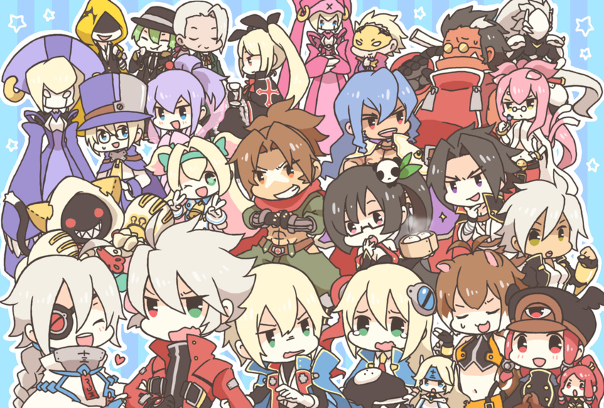 6+girls ahoge amane_nishiki animal_ears animal_hood arakune azrael_(blazblue) bad_id bad_pixiv_id black_hair blazblue blazblue:_chronophantasma blonde_hair brothers bullet_(blazblue) carl_clover cat_ears cat_hood cat_tail chibi dual_persona everyone eyebrows eyepatch forked_eyebrows glasses hakumen hazama highres hood ignis_(blazblue) iron_tager izayoi_(blazblue) jin_kisaragi kagura_mutsuki kokonoe litchi_faye_ling makoto_nanaya mask mu-12 multiple_boys multiple_girls nirvana noel_vermillion nu-13 otoko_no_ko pink_hair platinum_the_trinity rachel_alucard ragna_the_bloodedge red_hair relius_clover saria_(tortart) scar shishigami_bang siblings silver_hair squirrel_ears squirrel_tail tail taokaka tears tsubaki_yayoi valkenhayn_r_hellsing yuuki_terumi