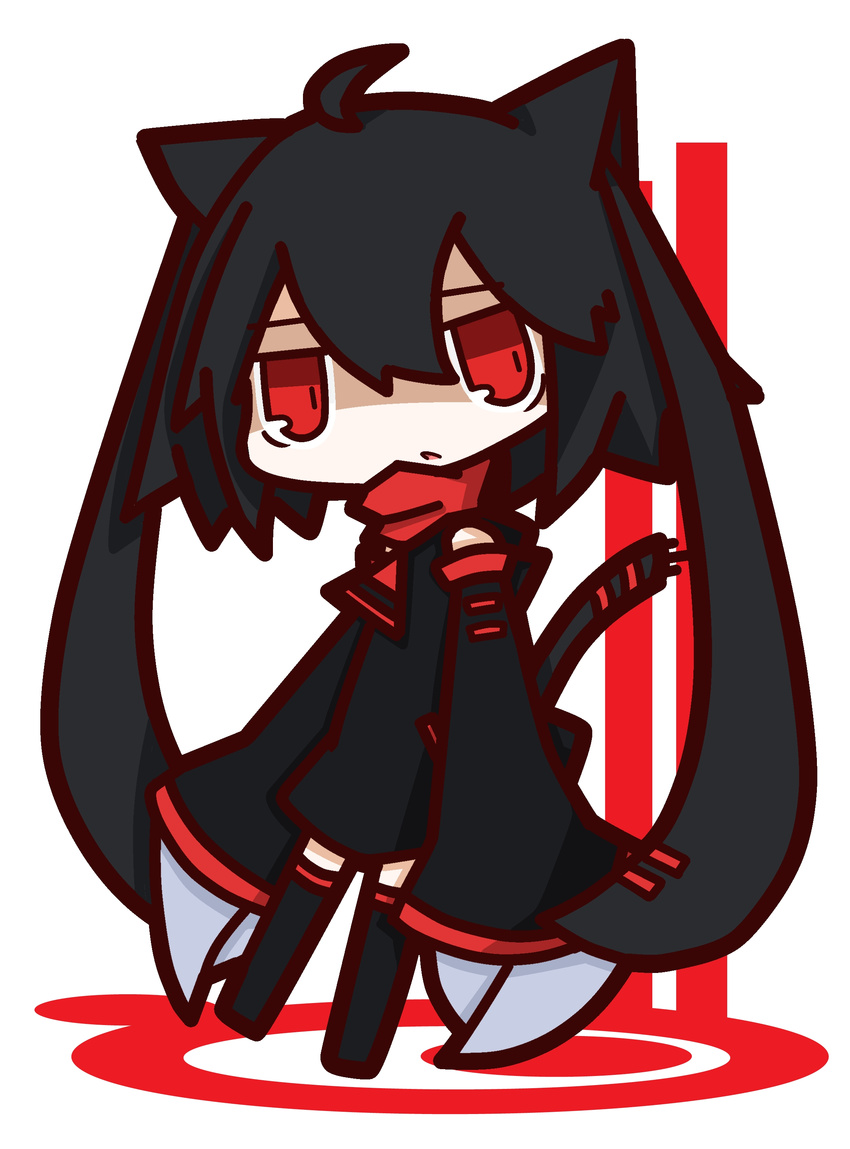 absurdres ahoge animal_ears bad_id bad_pixiv_id black_hair cat_ears cat_tail claws highres nuu_(nu-nyu) open_mouth original red_eyes short_hair solo tail