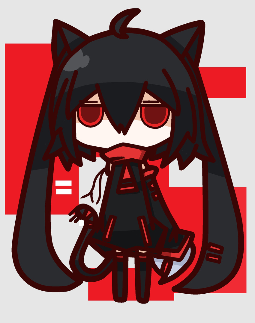 absurdres ahoge amputee animal_ears bad_id bad_pixiv_id black_hair cat_ears cat_tail claws empty_eyes highres nuu_(nu-nyu) original red_eyes short_hair solo tail wire